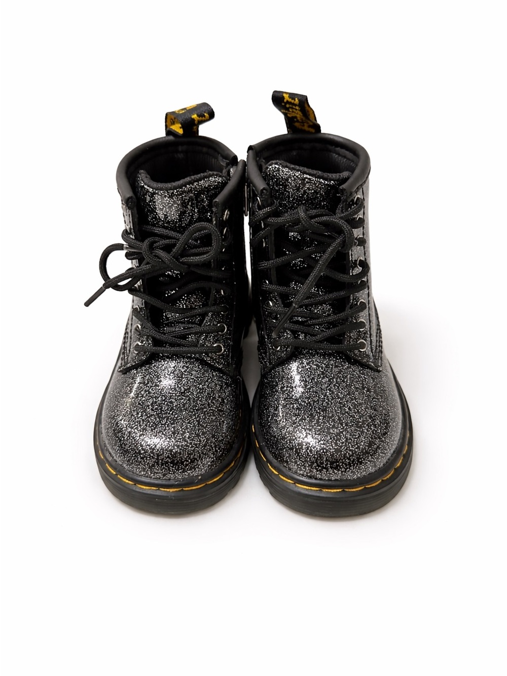 Dr. Martens Kids Black Glitter Lace-Up Boots